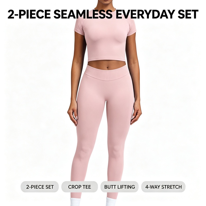 Custom Women's Activewear Set | Seamless T-Shirt + Leggings, OEM Custom Women's Activewear Set | Seamless T-Shirt + Leggings, OEM