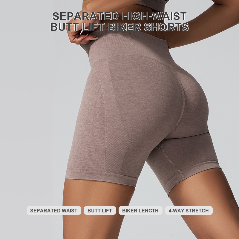 Seamless Mid-Thigh Gym Shorts | Separated Waistband, Scrunch Butt, OEM