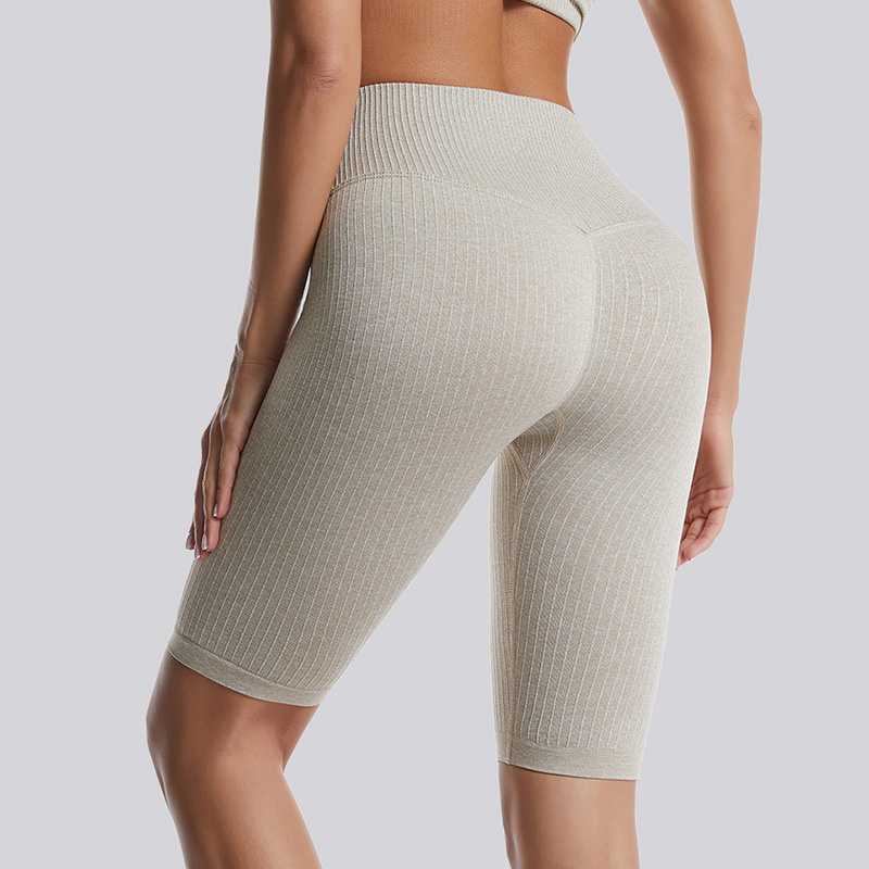 Custom Women's Ribbed Yoga Shorts | No Front Seam, Multi-Color, OEM Factory