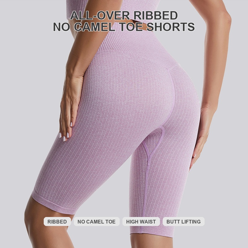 Custom Women's Ribbed Yoga Shorts | No Front Seam, Multi-Color, OEM Factory Custom Women's Ribbed Yoga Shorts | No Front Seam, Multi-Color, OEM Factory