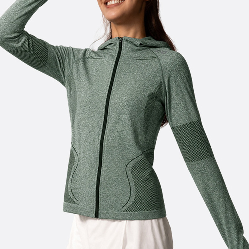 Custom 3D Seamless Zip-Up Hoodie | Stretch Fit, Quick-Dry, OEM Factory