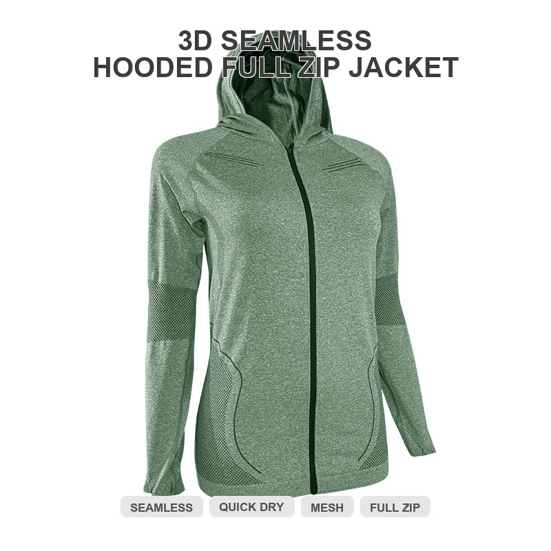 Custom 3D Seamless Zip-Up Hoodie | Stretch Fit, Quick-Dry, OEM Factory Custom 3D Seamless Zip-Up Hoodie | Stretch Fit, Quick-Dry, OEM Factory