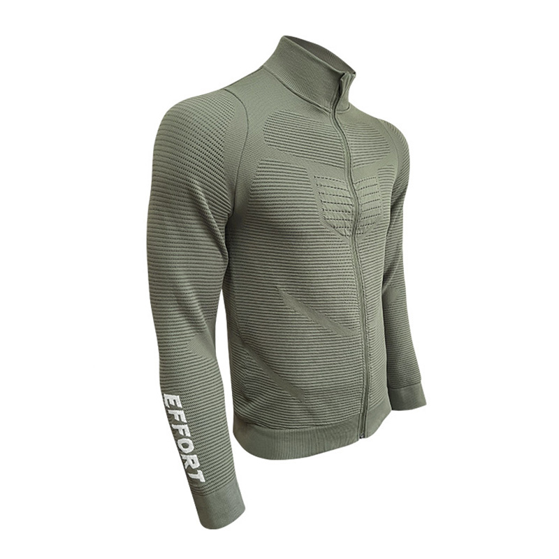 Seamless Men's Mock Neck Zip Jacket | Waffle Texture, Quick-Dry, OEM