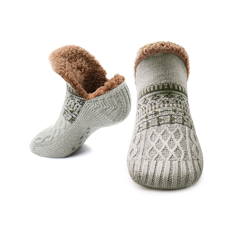 Custom Cozy House Socks | Sherpa Cuff, Grippy Sole, Winter Warm, OEM Factory