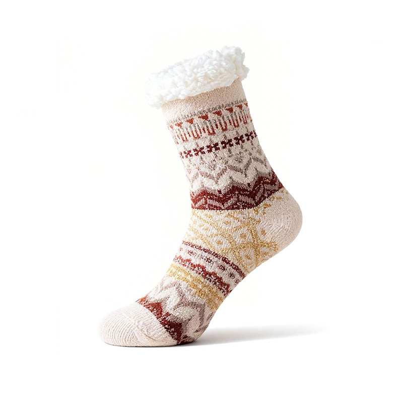 Custom Fair Isle Sherpa Socks | Chenille, No-Shed, Anti-Slip, OEM