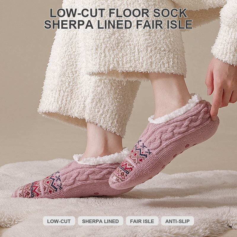 Women's Fleece Lined Floor Socks | Cable Knit, Gripper Sole, High Cuff, OEM Women's Fleece Lined Floor Socks | Cable Knit, Gripper Sole, High Cuff, OEM